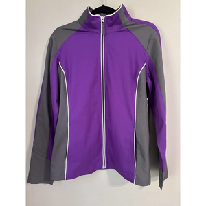 Made for Life Women’s Zip Up Athletic Jacket Pockets‎ Gray Purple Medium #888